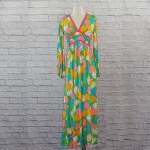 Vintage 70s Floral Tulip Maxi Dress